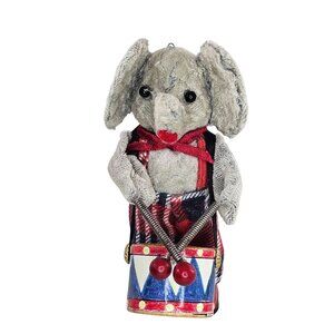 Wayne Kleski Elephant Drummer Band Plaid Overalls Bowtie Katherine's Collection